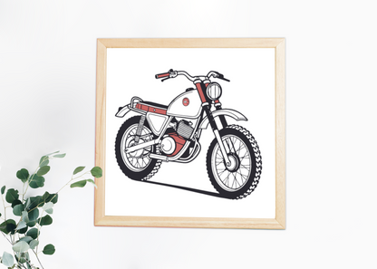Cadre vintage avec illustration de motocyclette Bultaco