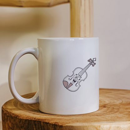 Mug au motif de violon joyeux dans un style minimaliste moderne