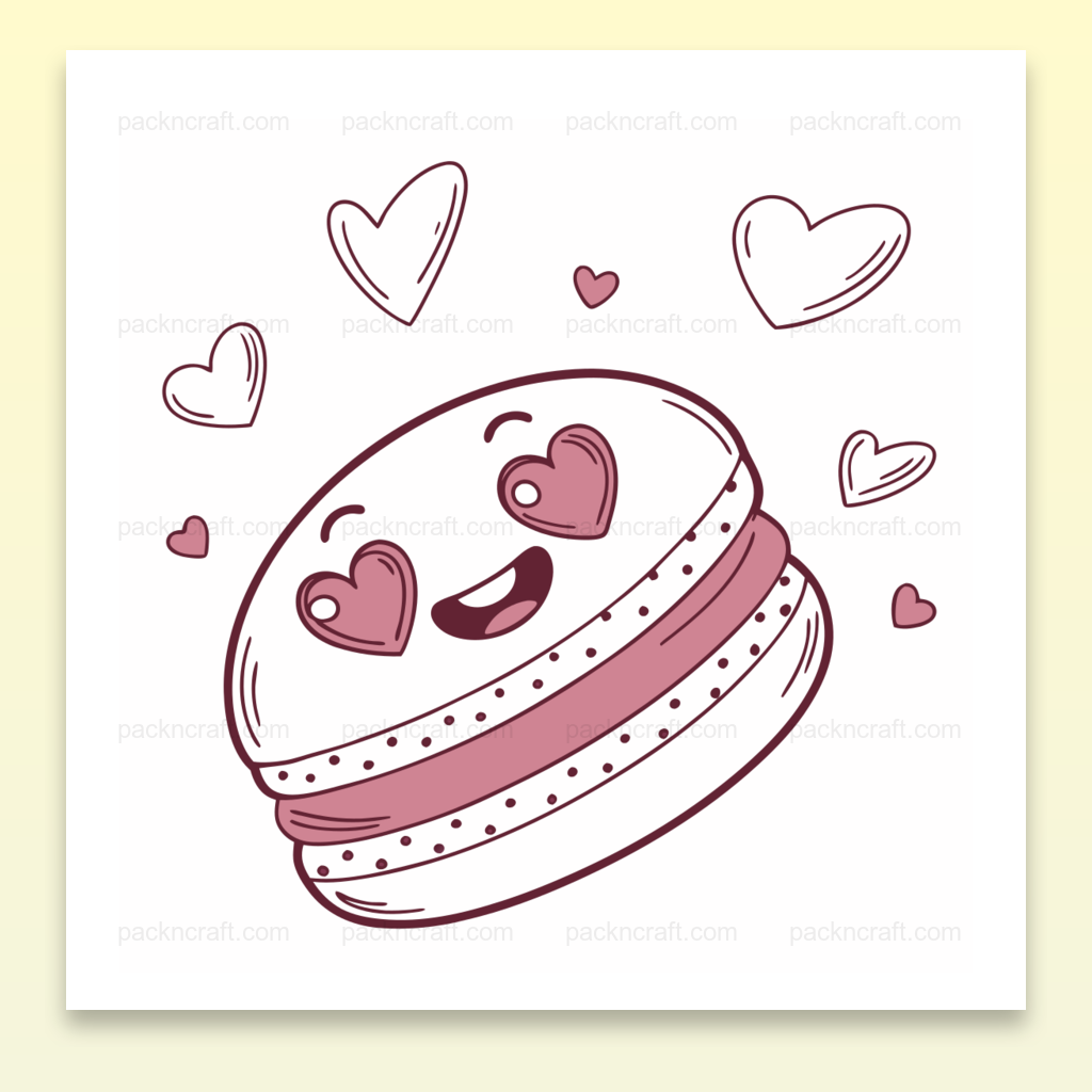 Illustration de macaron amoureux kawaii pour stickers et papeterie