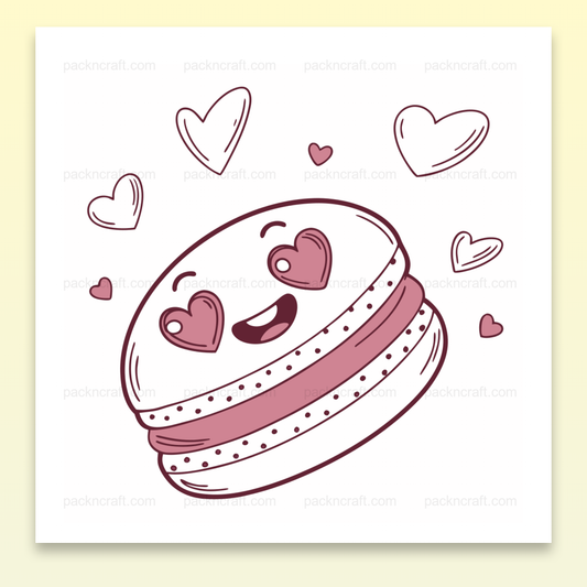 Illustration de macaron amoureux kawaii pour stickers et papeterie