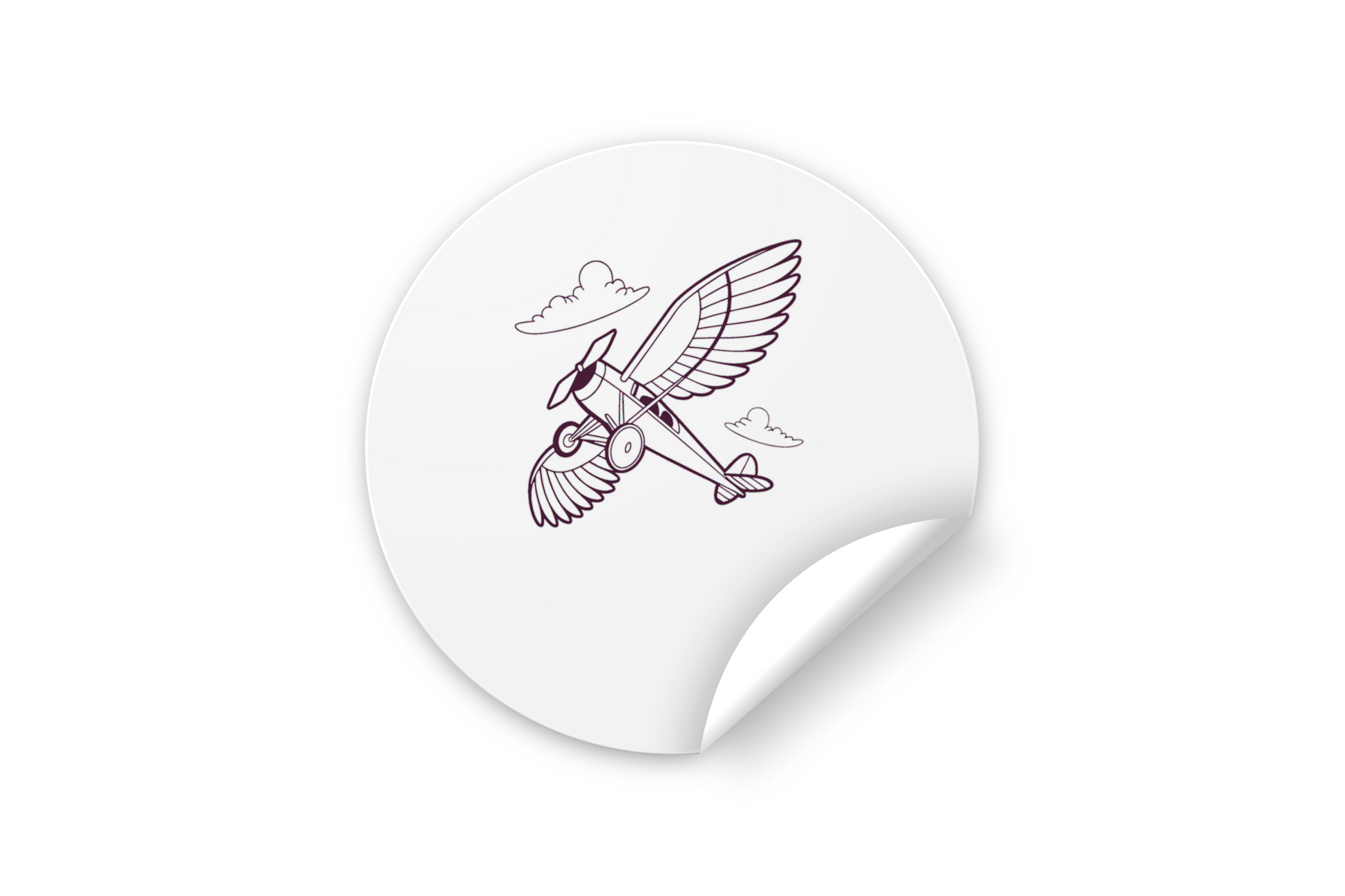 Sticker avec un avion en doodle stylisé, parfait pour les amateurs d'aventure