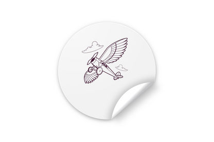 Sticker avec un avion en doodle stylisé, parfait pour les amateurs d'aventure