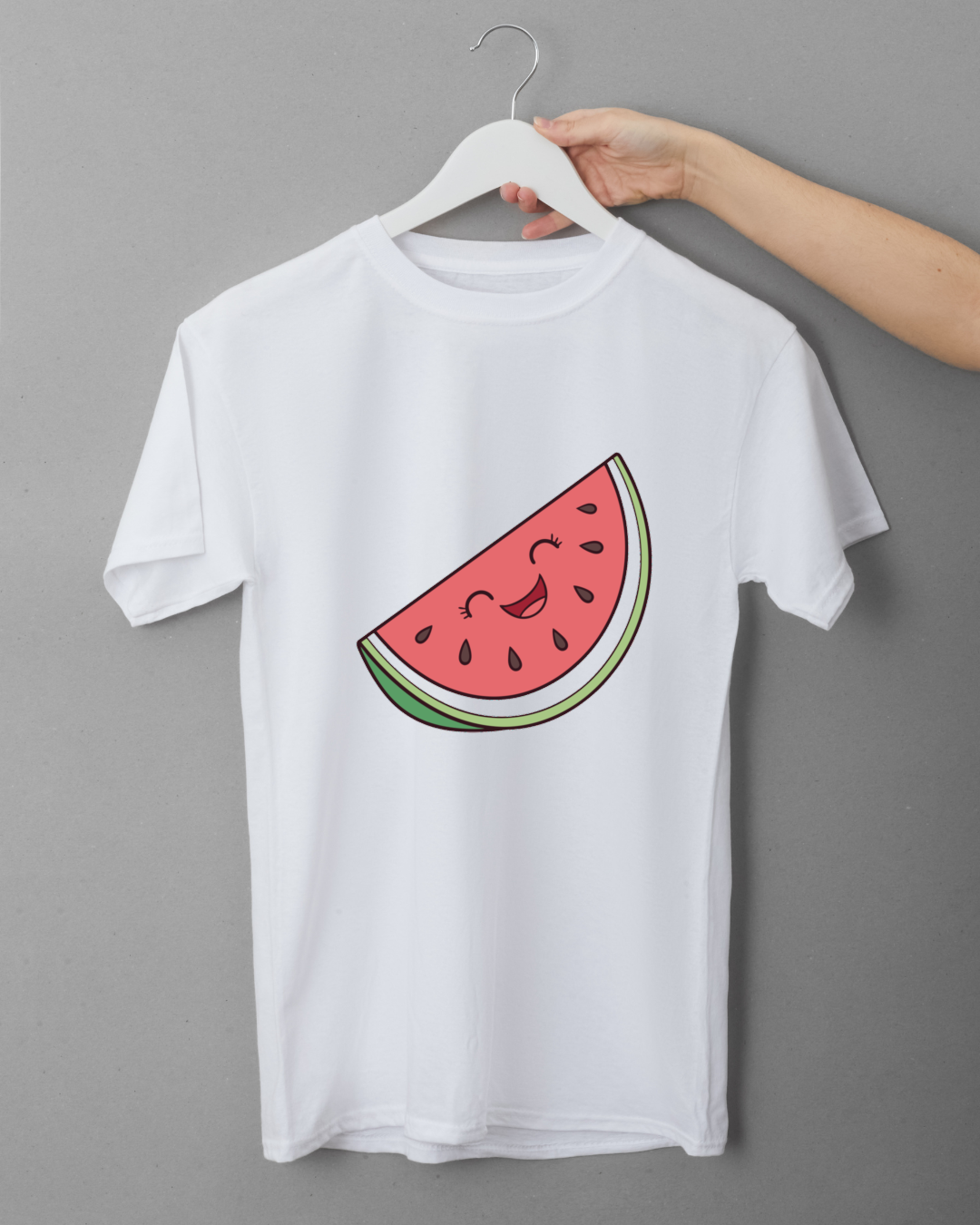 T-shirt avec pastèque kawaii souriante dans un style estival éclatant