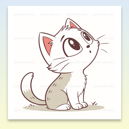 Illustration vectorielle d'un chat curieux regardant le ciel, idéale pour projets créatifs.