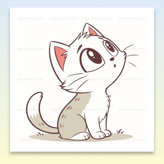 Illustration vectorielle d'un chat curieux regardant le ciel, idéale pour projets créatifs.