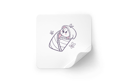 Sticker mignon avec ourson enveloppé sur fond blanc idéal pour customisation
