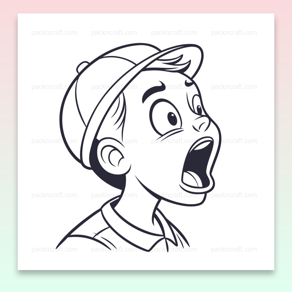 Illustration d'un garçon ébahi en style cartoon, usage divers