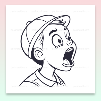 Illustration d'un garçon ébahi en style cartoon, usage divers