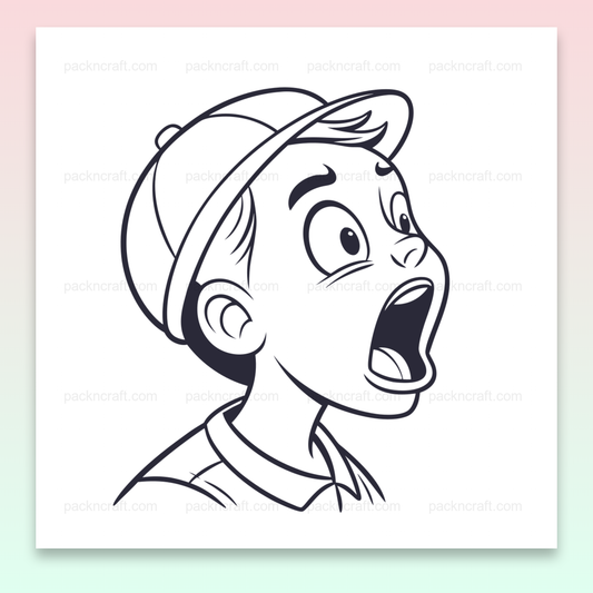 Illustration d'un garçon ébahi en style cartoon, usage divers