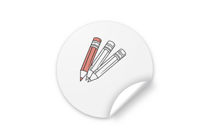 Sticker affichant des crayons joyeux en couleurs vives pour les amateurs de papeterie