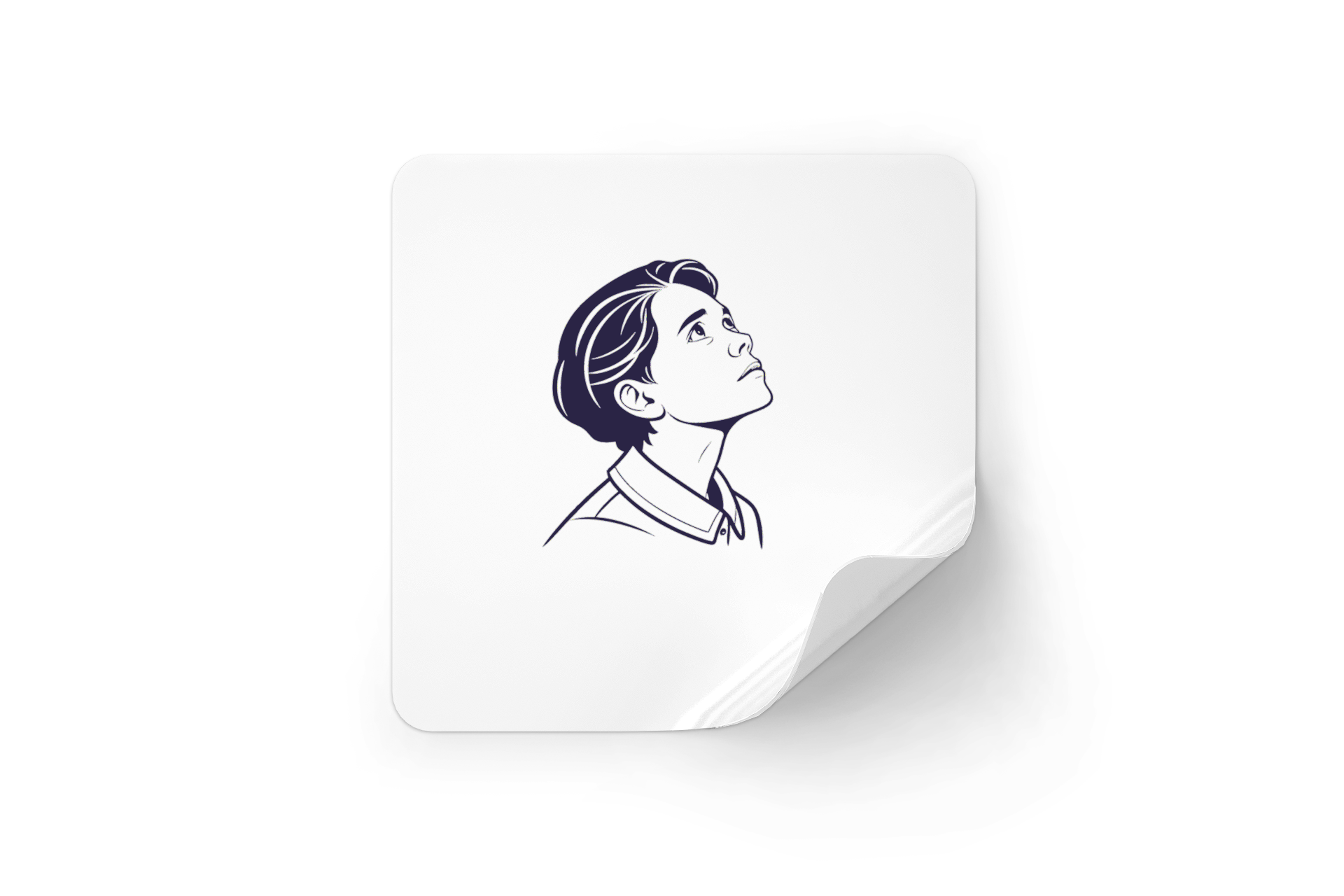 Sticker décoratif avec un élégant jeune garçon rêveur en style illustratif