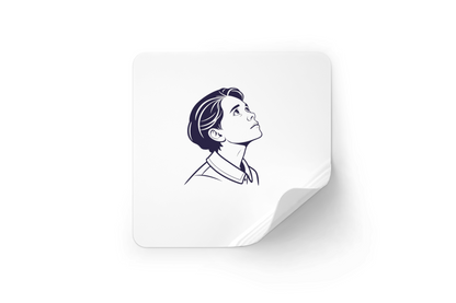 Sticker décoratif avec un élégant jeune garçon rêveur en style illustratif