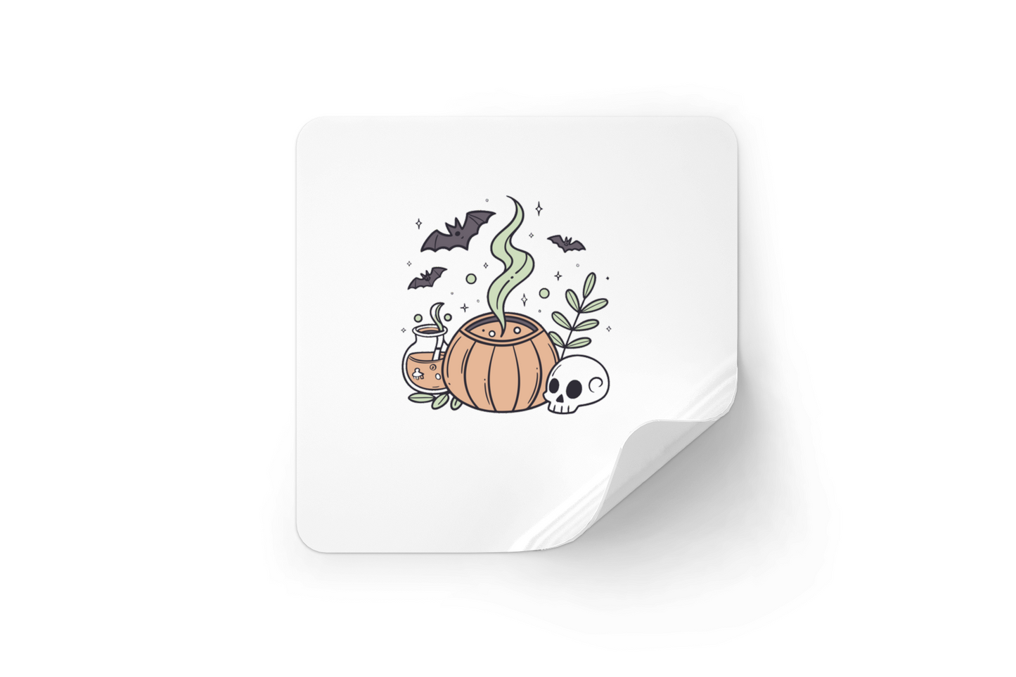 Sticker Halloween orné d'un chaudron magique fumant pour une décoration originale