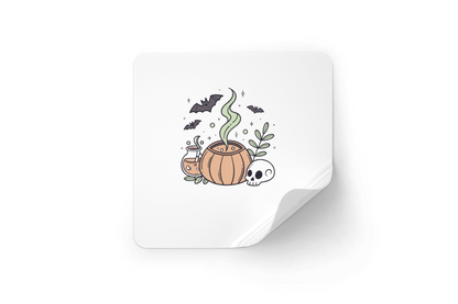Sticker Halloween orné d'un chaudron magique fumant pour une décoration originale