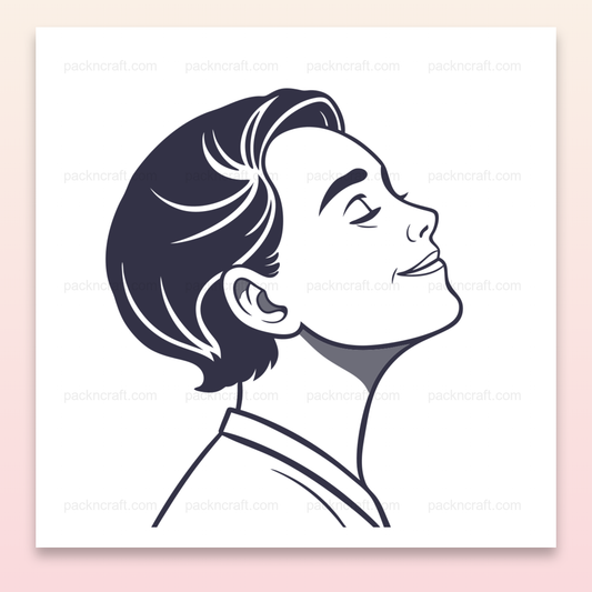 Illustration de profil serein en style minimaliste, idéale pour projets déco et éducatifs.