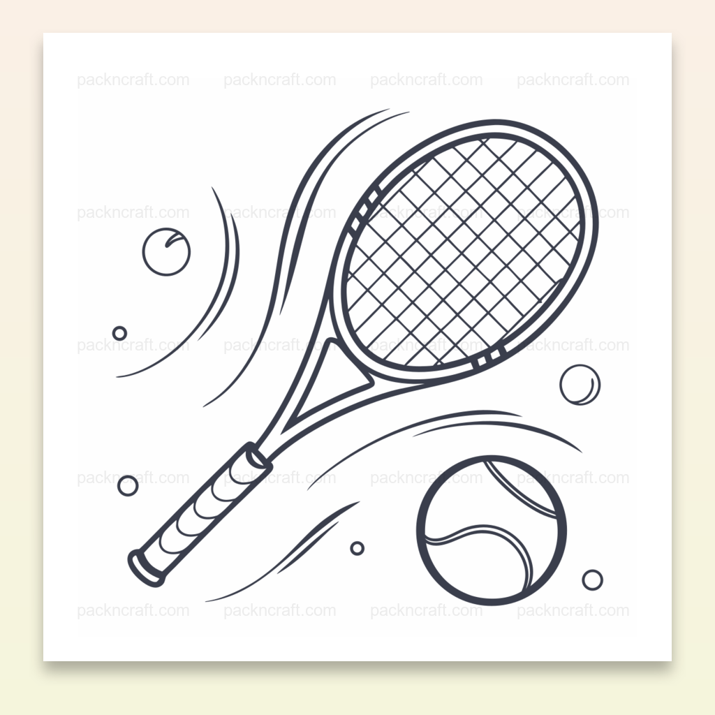 Illustration de raquette de tennis dynamique en dessin vectoriel pour créations DIY et sportives