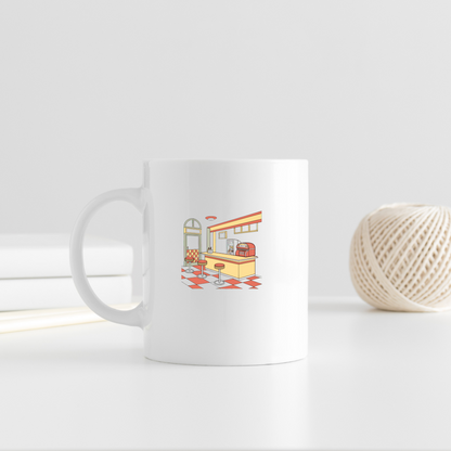 Mug personnalisé avec design rétro diner américain pour un style unique.