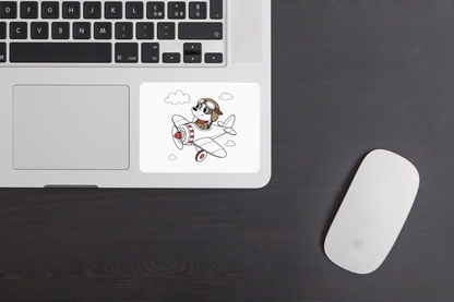 Sticker chien aviateur joyeux en style cartoon pour aventure aérienne amusante