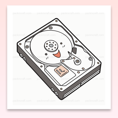 Illustration disque dur amusant en SVG, déco tech et projets DIY