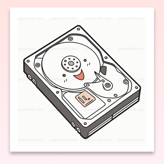 Illustration disque dur amusant en SVG, déco tech et projets DIY