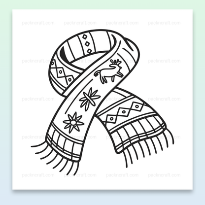 Illustration numérique d'une écharpe bohème avec motifs pour projets créatifs.