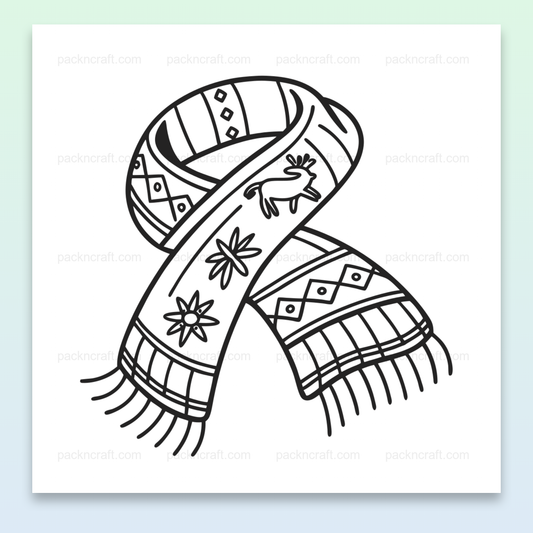 Illustration numérique d'une écharpe bohème avec motifs pour projets créatifs.