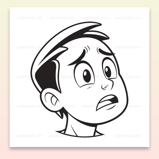 Illustration d'un garçon inquiet en style doodle, idéal pour projets éducatifs ou décoratifs.