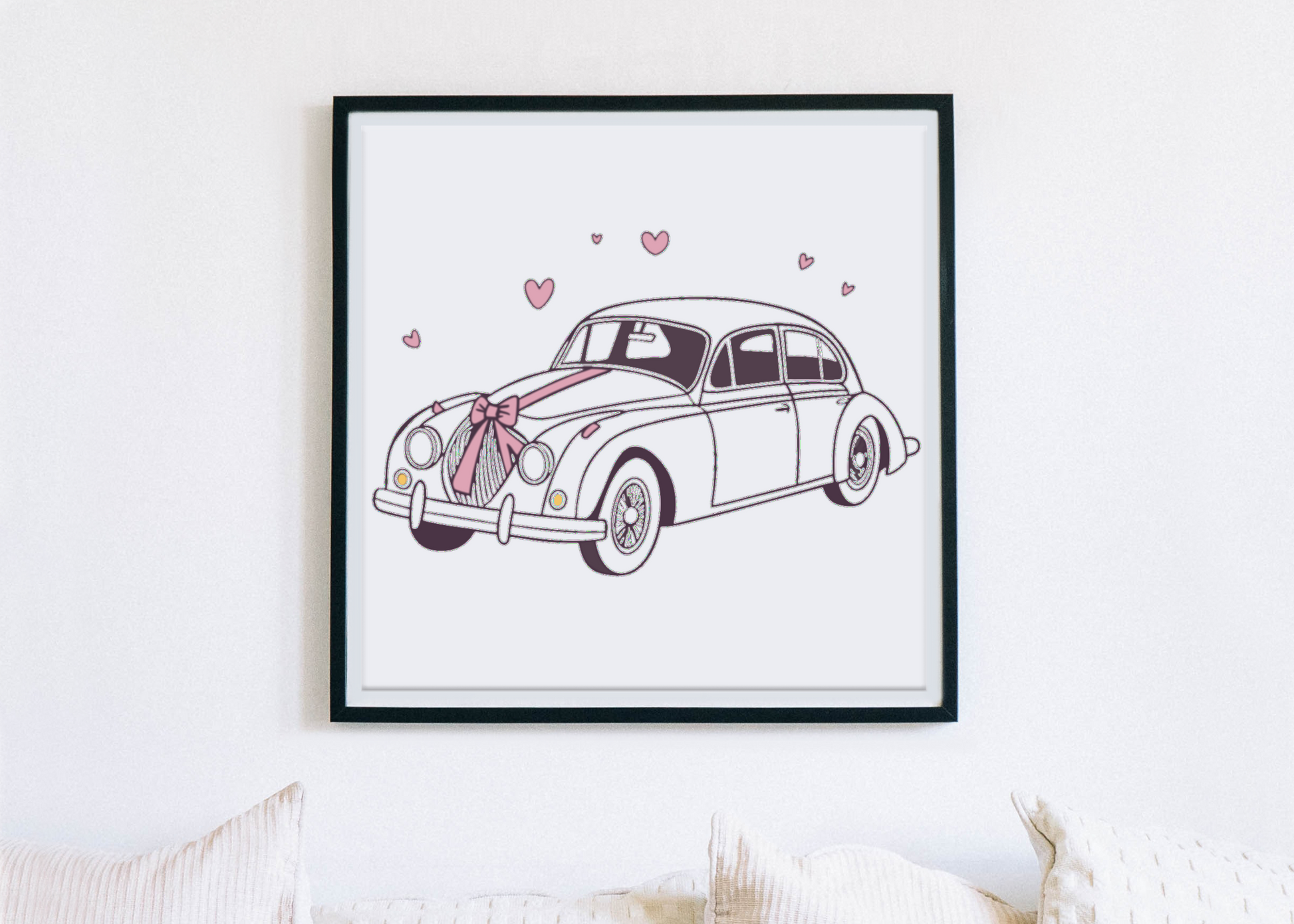 Affiche encadrée 'Just Married' pour décoration intérieure