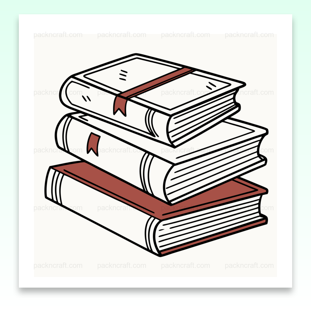 Illustration de livres empilés en équilibre, idéale pour des projets éducatifs et créatifs.