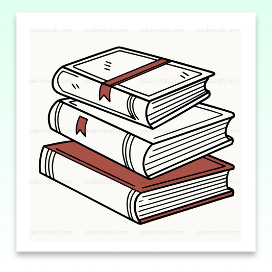 Illustration de livres empilés en équilibre, idéale pour des projets éducatifs et créatifs.