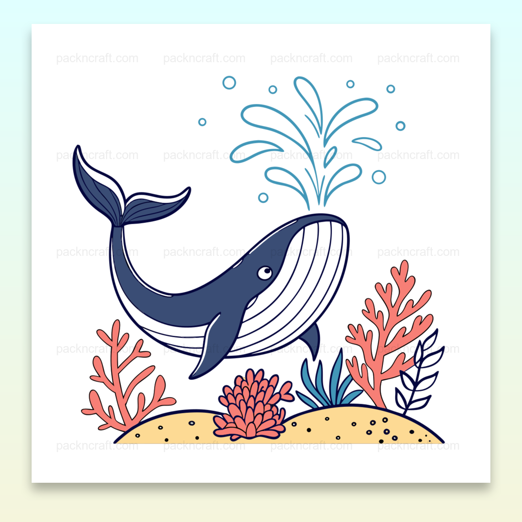 Illustration vectorielle de baleine joyeuse sous l'océan pour projets créatifs.