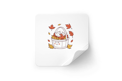 Sticker décoratif minimaliste avec feuilles d'automne, ambiance cosy, idéal pour automne