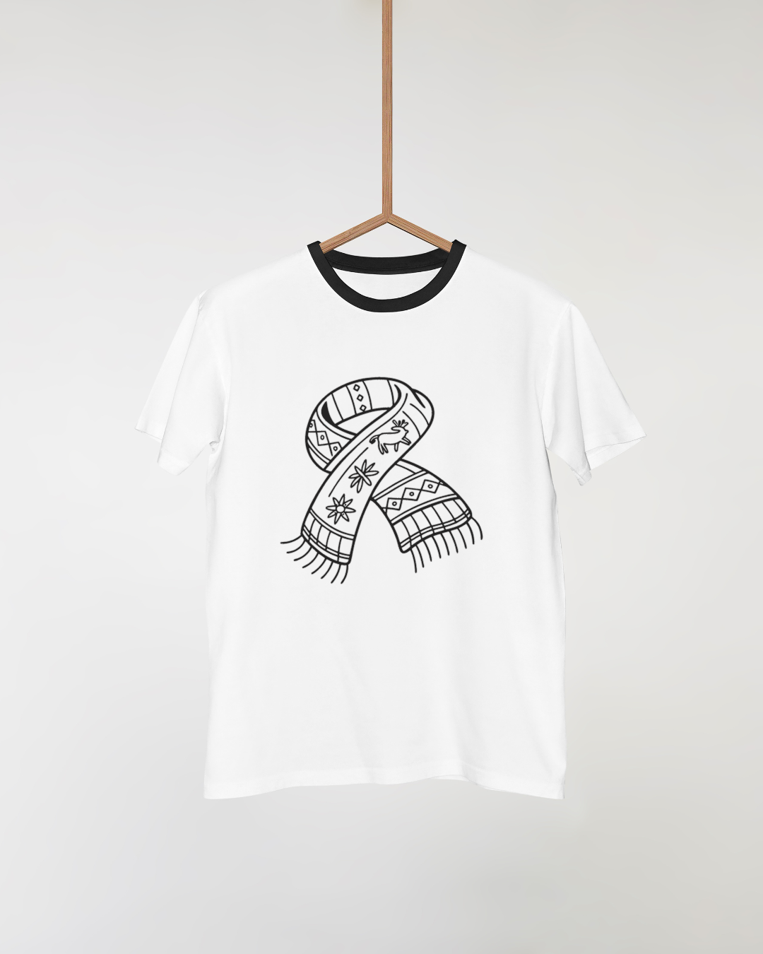 T-shirt avec motif écharpe bohème hivernale style illustration vectorielle