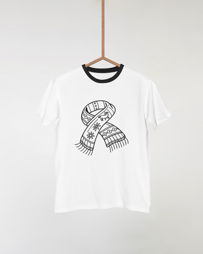T-shirt avec motif écharpe bohème hivernale style illustration vectorielle