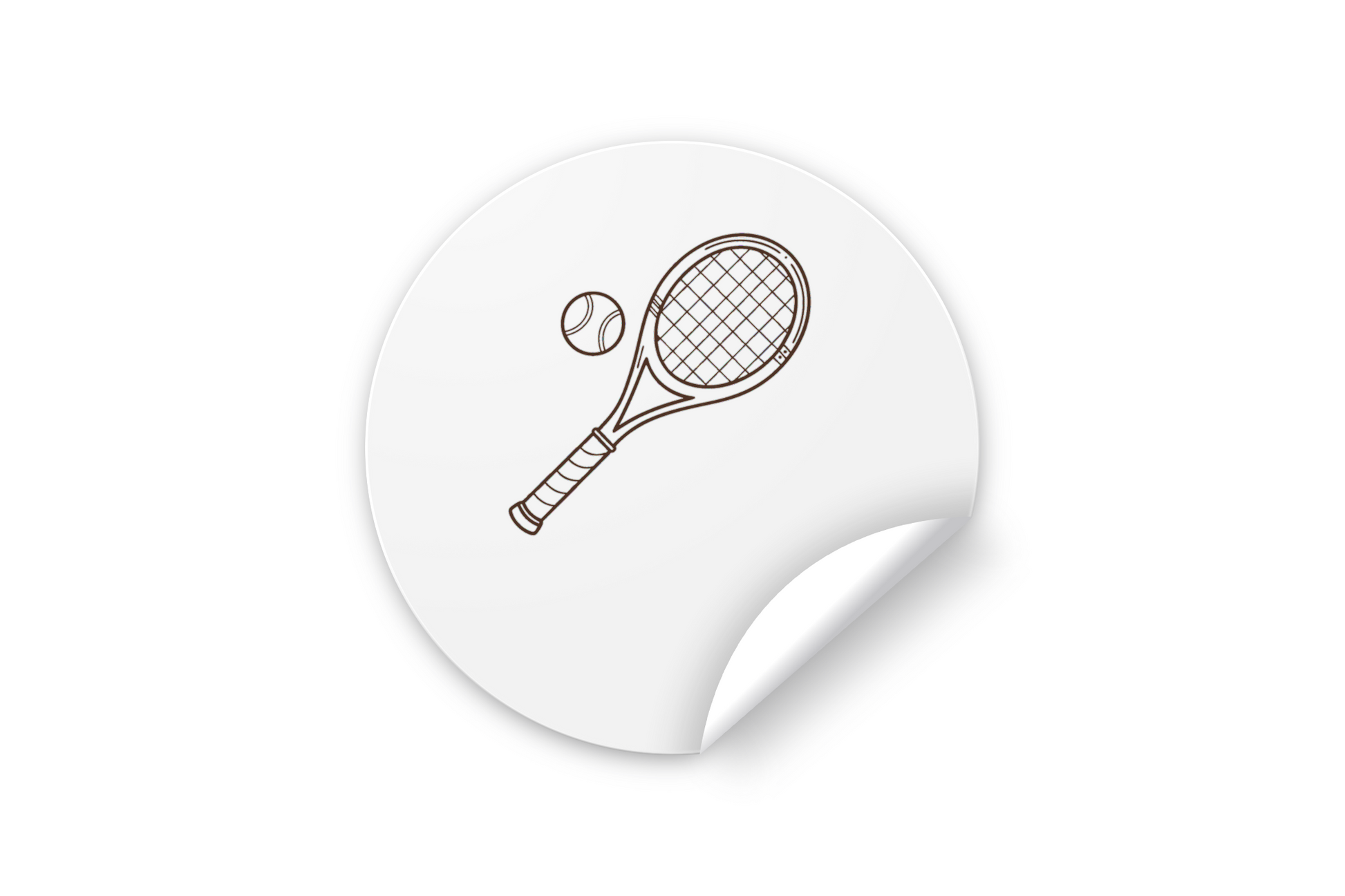 Sticker avec raquette de tennis reposant sur fond minimaliste sportif