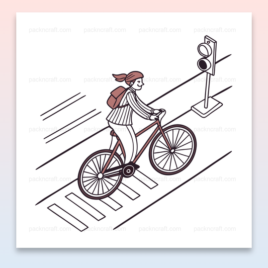 Illustration d'un cycliste urbain heureux, idéale pour papeterie et décoration.