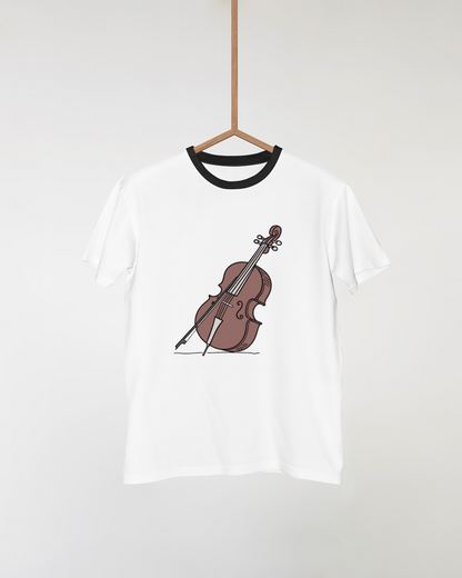 T-shirt artistique avec violoncelle en scène pour amateurs de musique classique