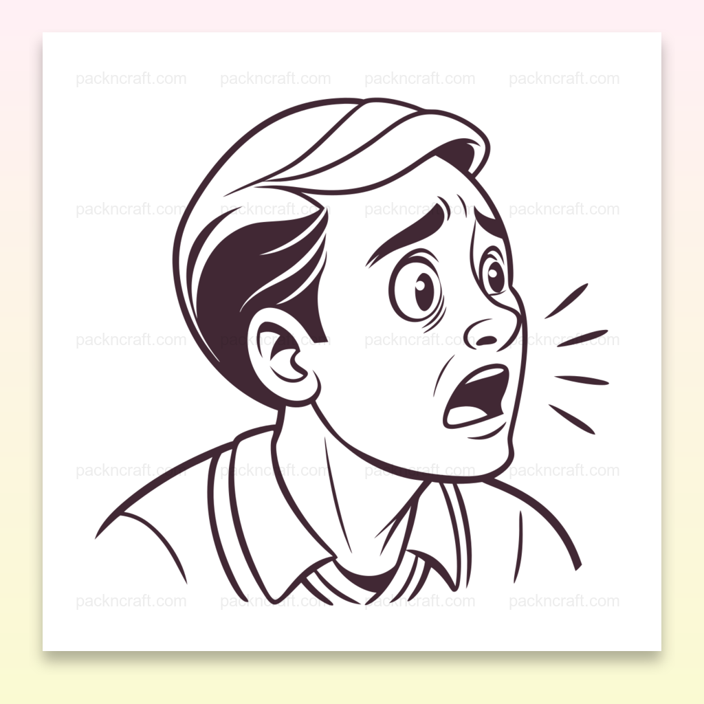 Illustration numérique SVG d'un homme saisi exprimant une émotion intense.