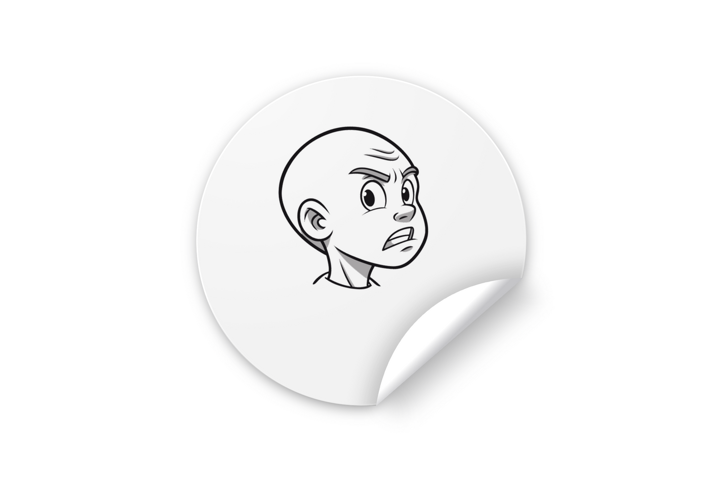 Sticker avec design élégant d'un garçon au visage froncé style graphique moderne