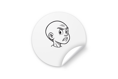 Sticker avec design élégant d'un garçon au visage froncé style graphique moderne