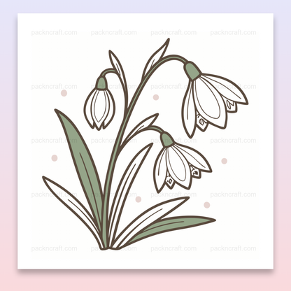 Illustration perce-neige délicate en style SVG pastel pour projets printaniers variés.