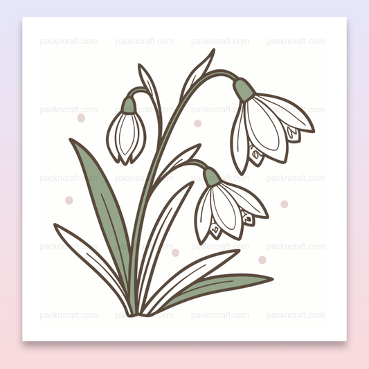 Illustration perce-neige délicate en style SVG pastel pour projets printaniers variés.