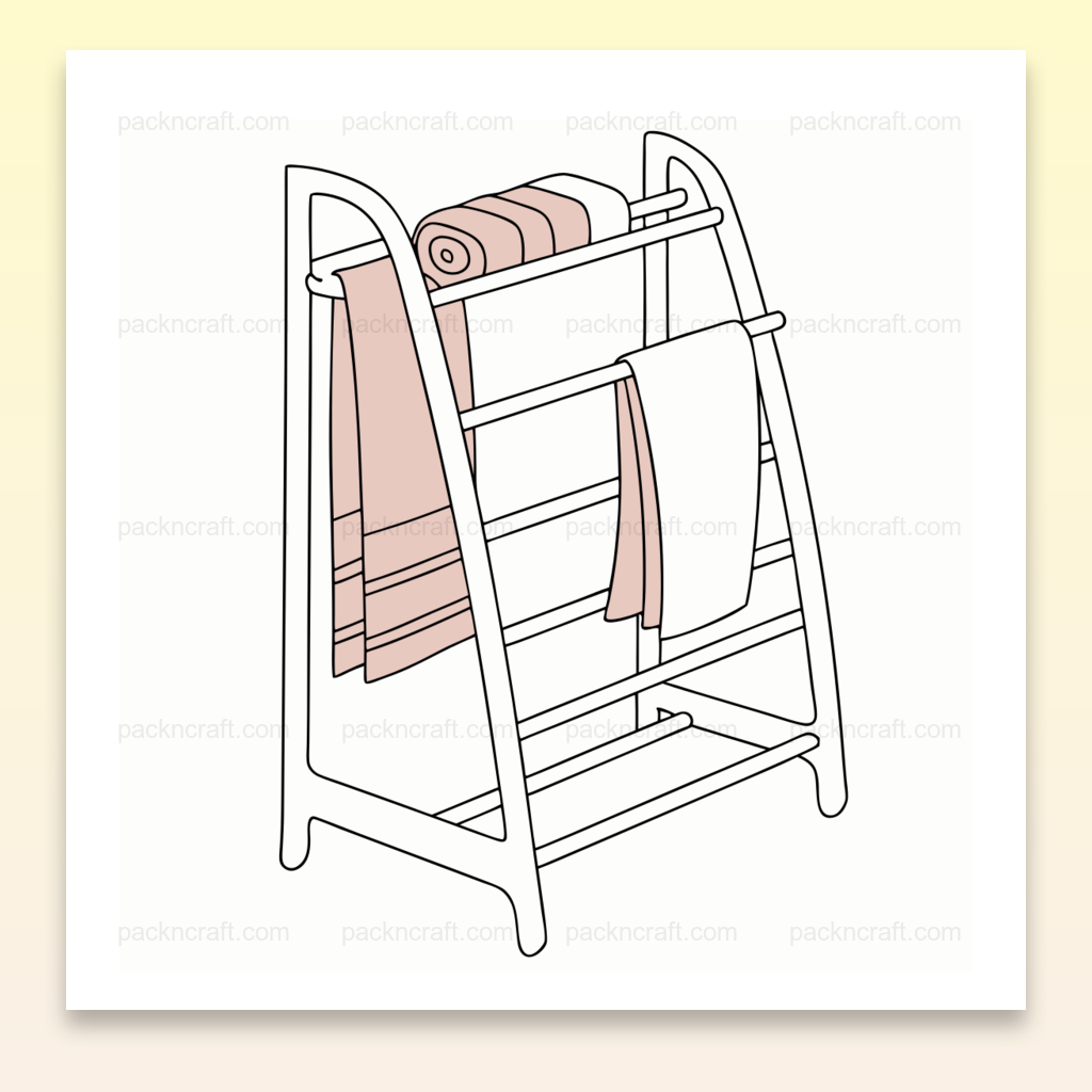 Illustration minimaliste d'une échelle à serviettes, style vectoriel pour salle de bain et projets déco.