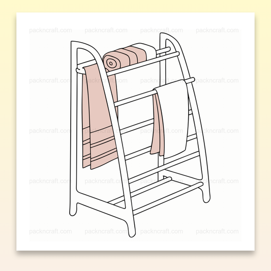 Illustration minimaliste d'une échelle à serviettes, style vectoriel pour salle de bain et projets déco.
