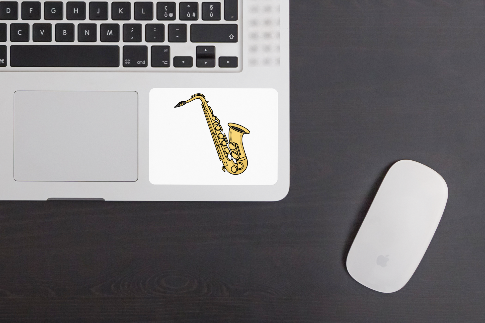 Sticker vintage avec saxophone stylisé, design pour amateurs de musique expressive