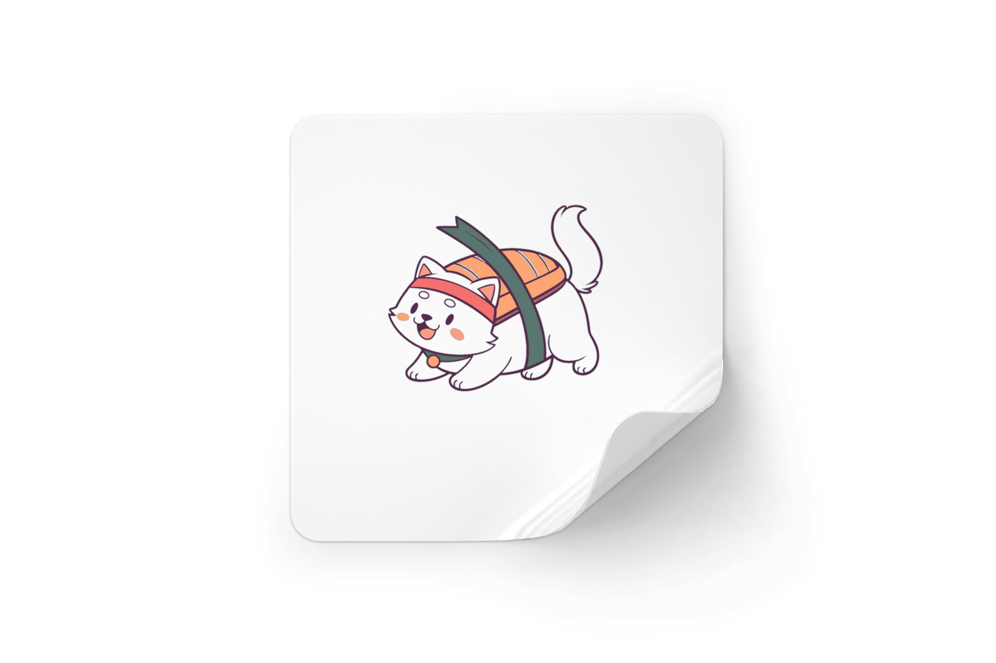 Sticker joyeux chiot sushi style kawaii sur fond blanc créatif et amusant