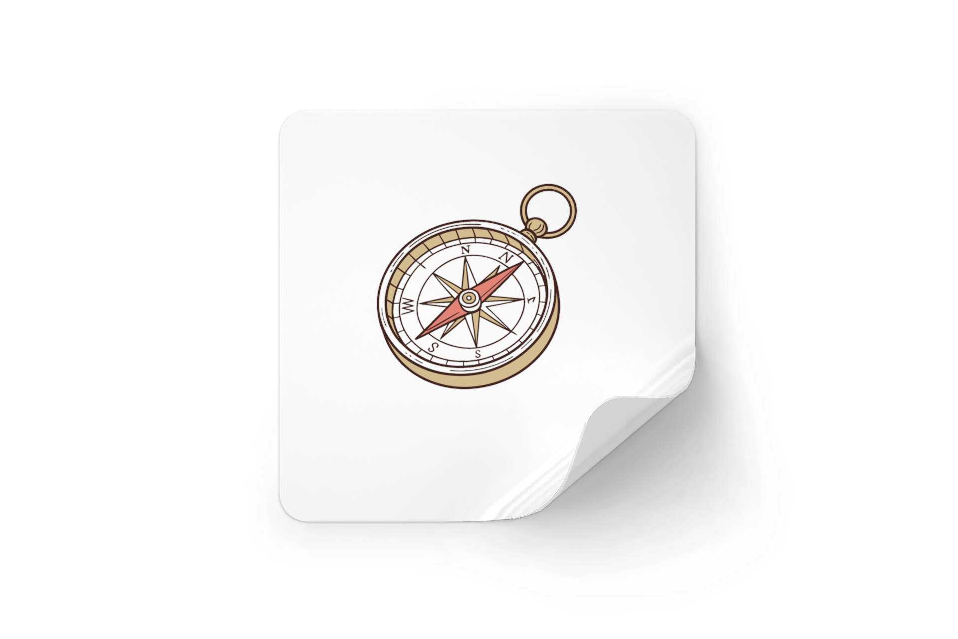 Sticker illustré d'une boussole vintage sur le thème de l'exploration