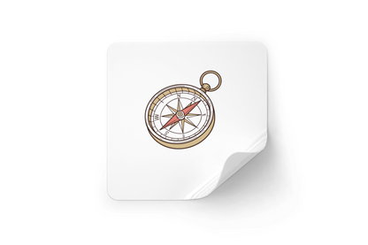 Sticker illustré d'une boussole vintage sur le thème de l'exploration