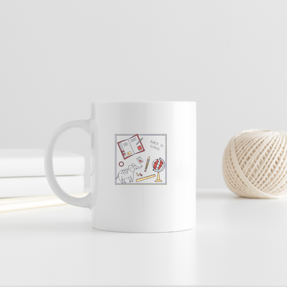 Mug tendance avec éléphant studieux style doodle sur fond scolaire