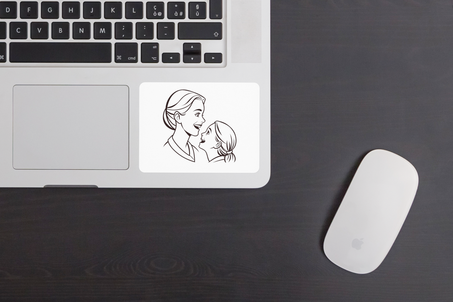 Dessin vectoriel mère et fille sur sticker ambiance familiale joyeuse et tendance